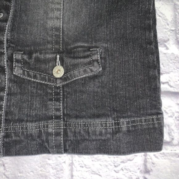 Chico’s Platinum Women's 0 Jacket X-Small 4 Trucker Black Denim - Picture 5 of 7